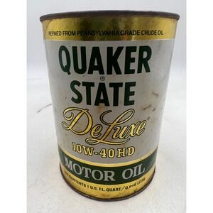 Vintage Quaker State Motor Oil Can Oil Tin Cardboar Oil City Pennsylvania 1960's